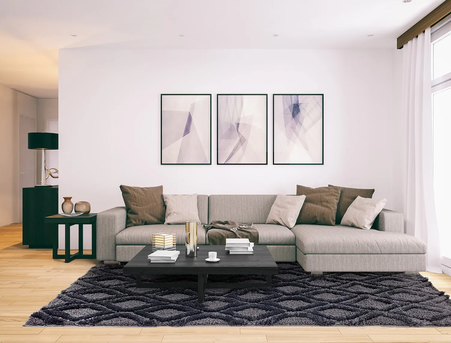 Koberce s dlhým vlasom - Everett (čierna)