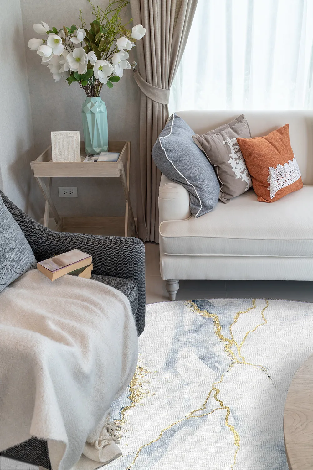 Kruhový koberec - Genova (biela)