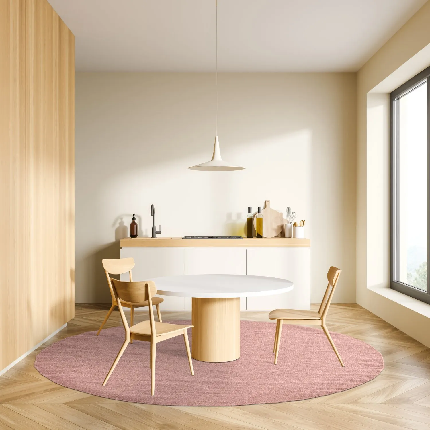 Kruhový koberec - Hamilton (Korálová ružová)