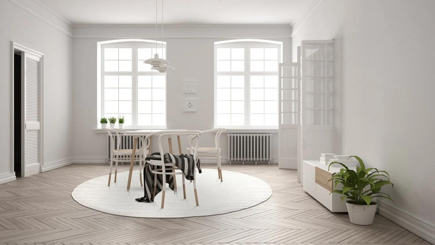 Kruhový koberec - Hamilton (biely)