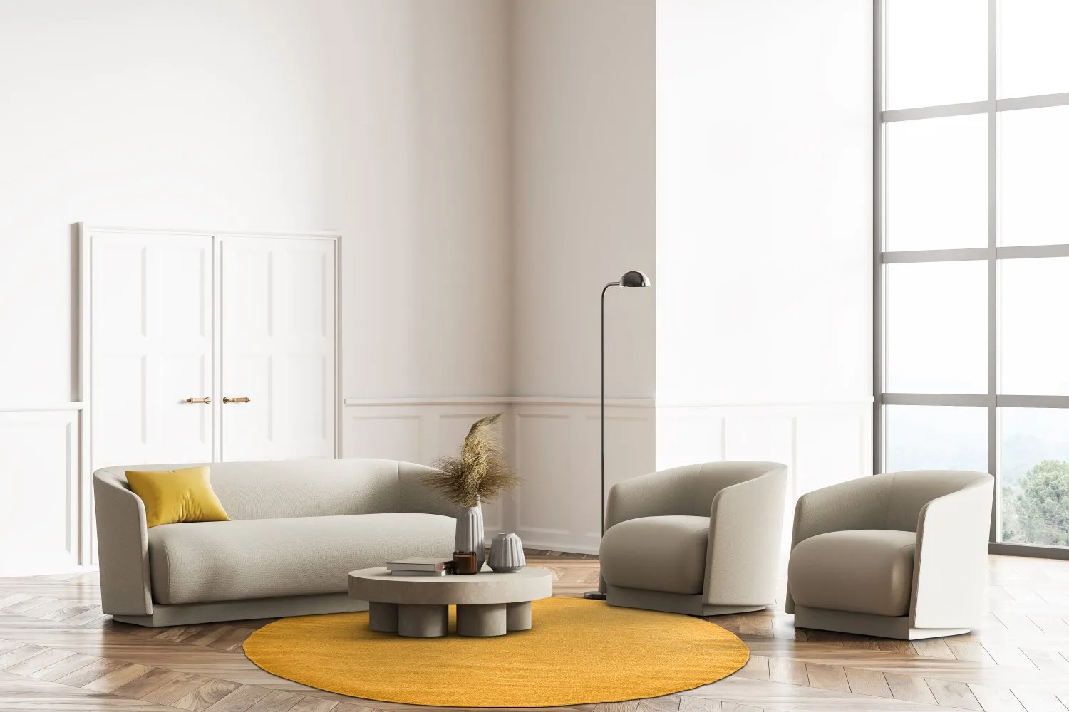 Kruhový koberec - Hamilton (Saffron)