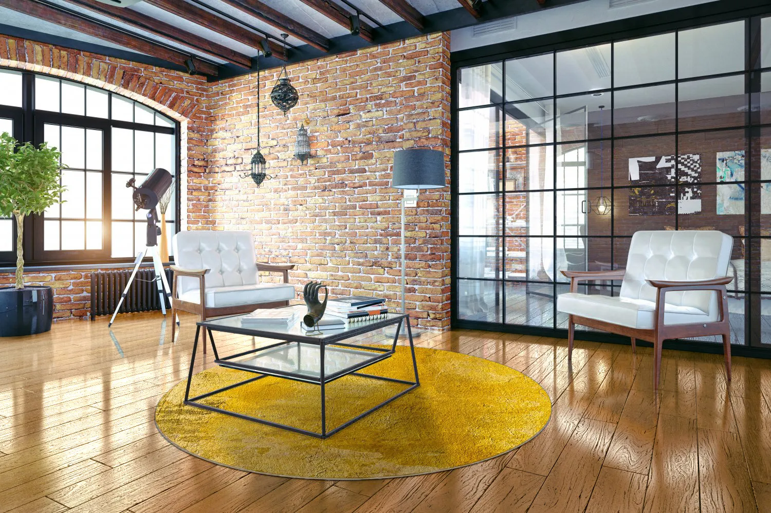 Kruhový koberec - Arbus (zlatý)