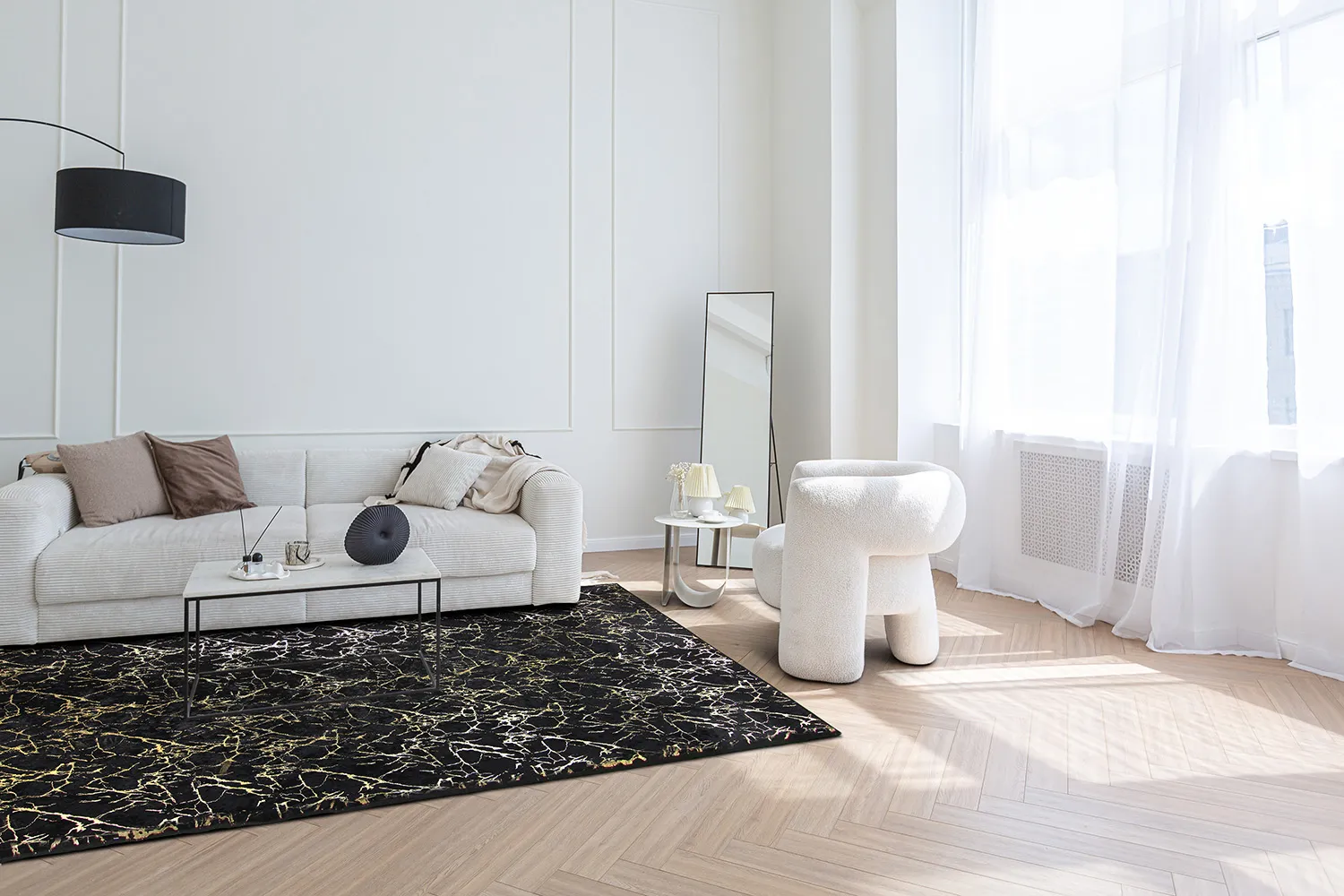 Koberec Wilton - Alden (čierna/zlatá)