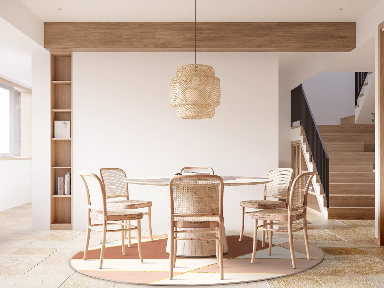 Kruhový koberec - Jade (béžová/růžová)