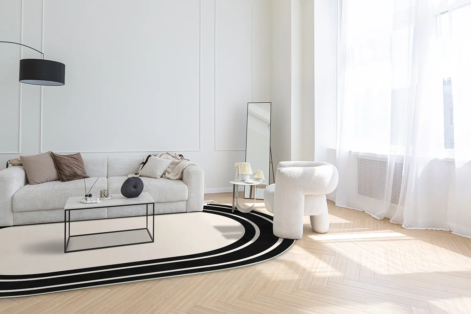 Oválny koberec - Josie (čierny)