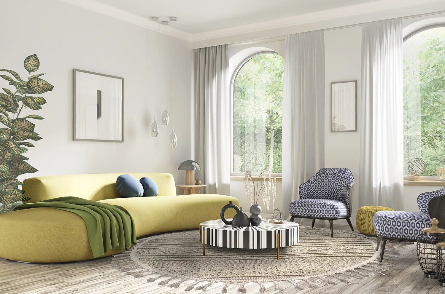 Kruhový koberec - Indoor/Outdoor Athena (béžový)