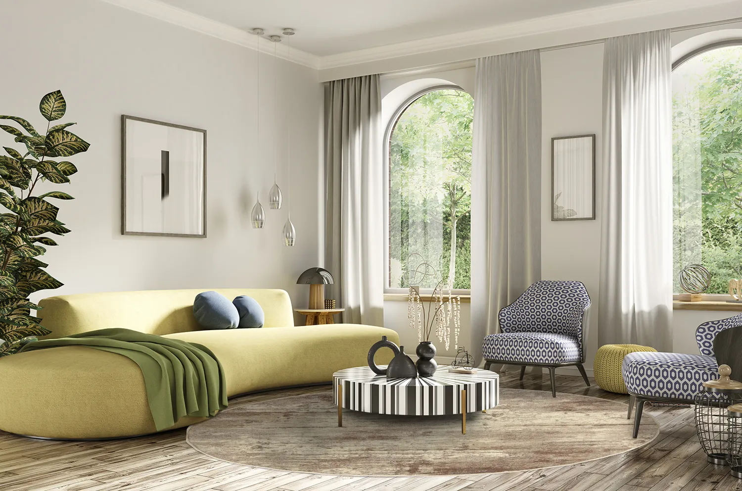 Kruhový koberec - Kebira (béžový)