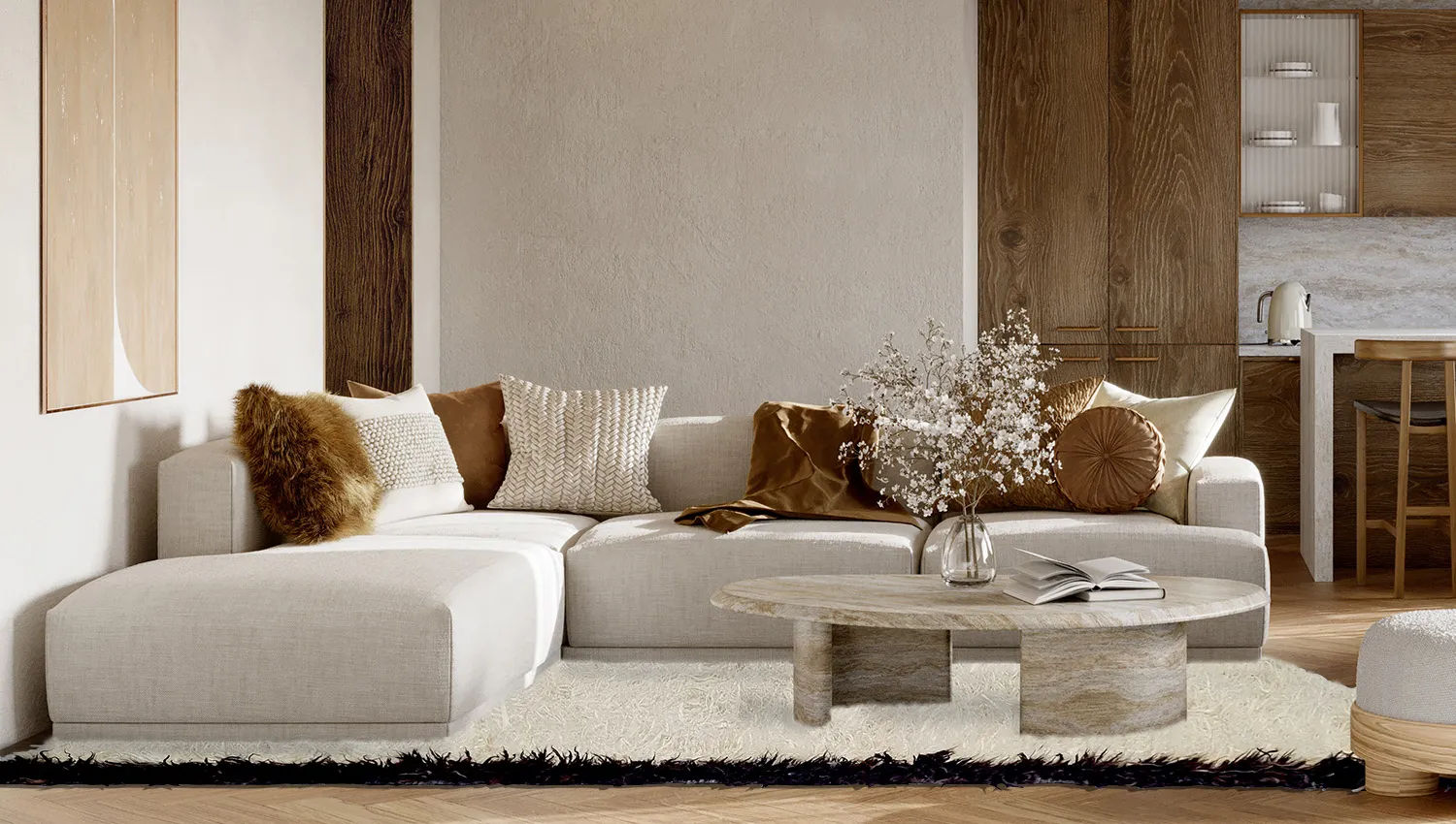 Koberec z vlny - Nova (biely/čierny)