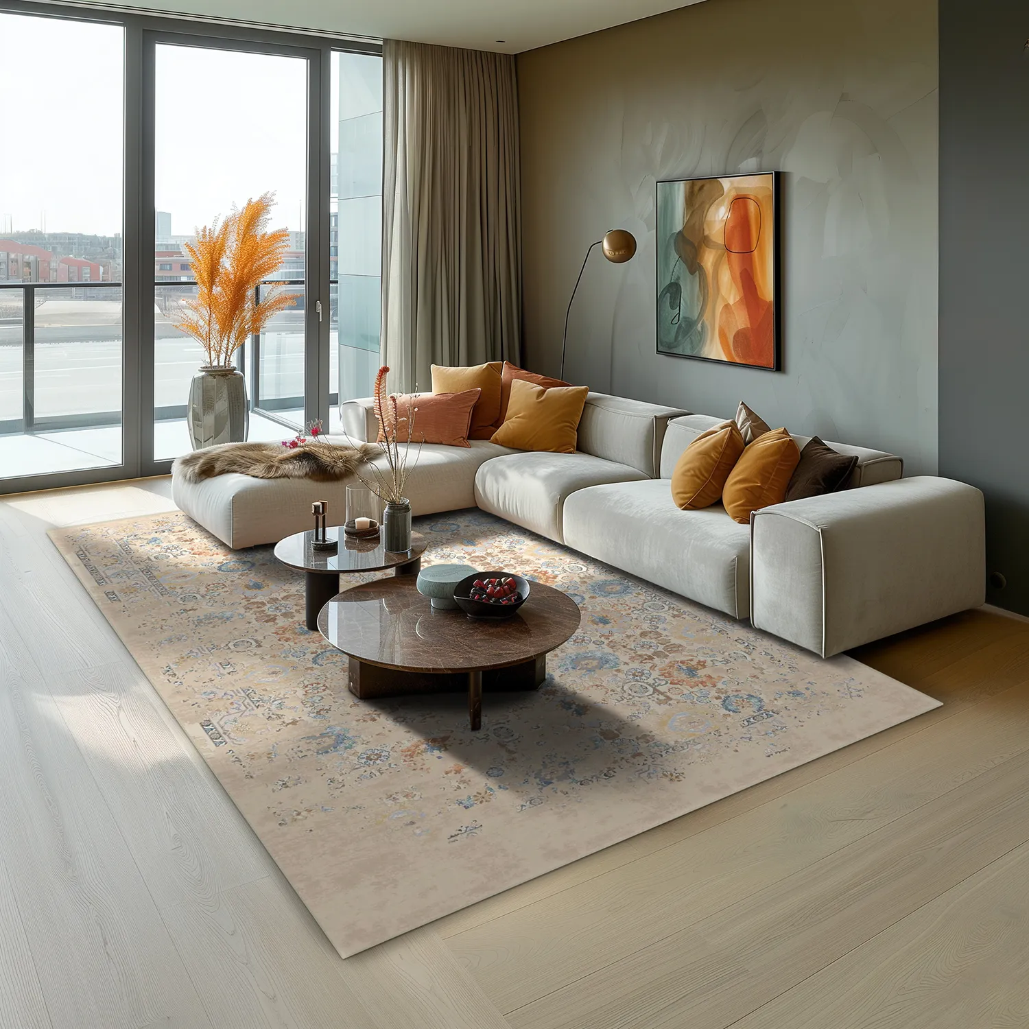 Koberec Wilton - Oakley (béžová/modrá)