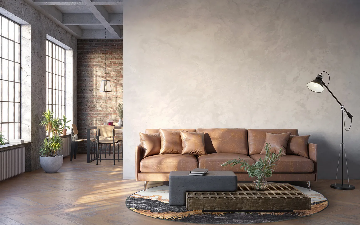 Kruhový koberec - Padova (antracit/oranžová)