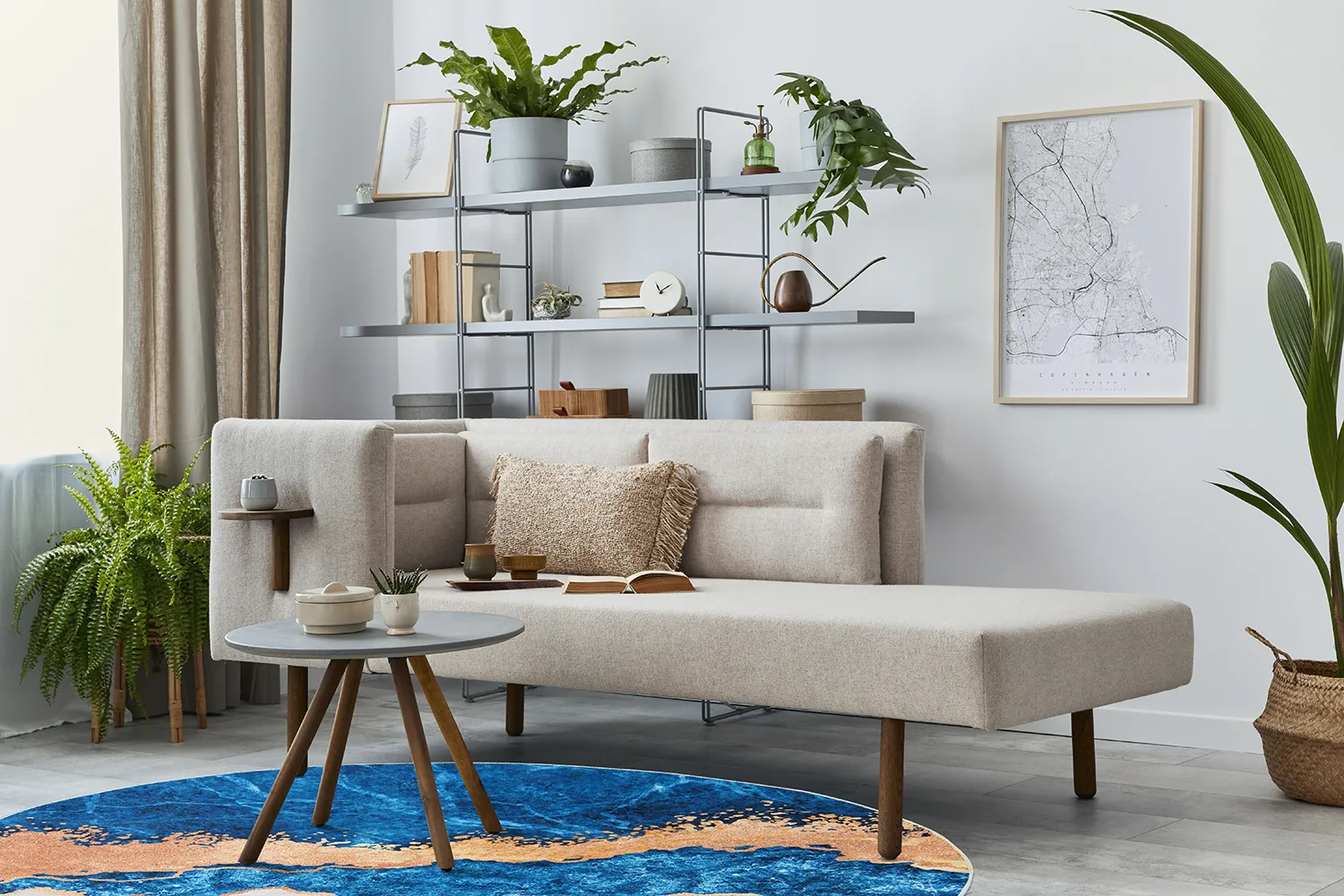 Kruhový koberec - Padova (modrá/oranžová)