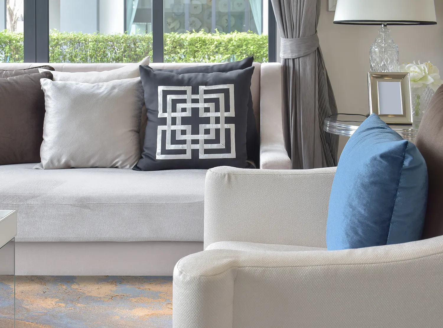 Kruhový koberec - Pescia (modrý/multi)