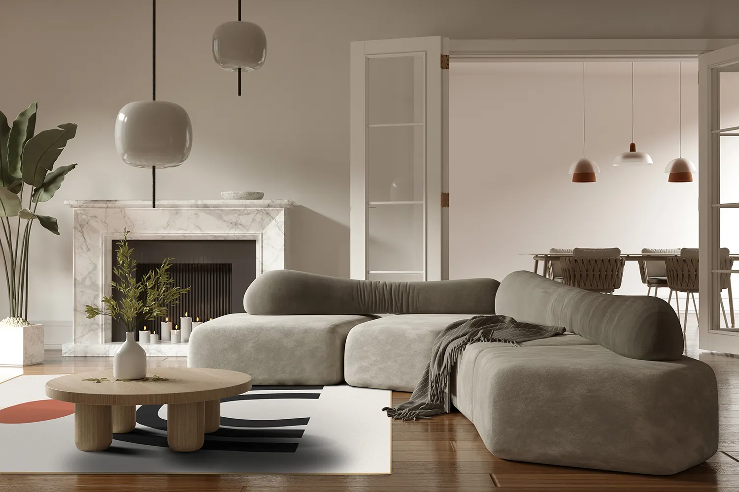 Koberec Wilton - Rochelle (béžová/čierna/oranžová)