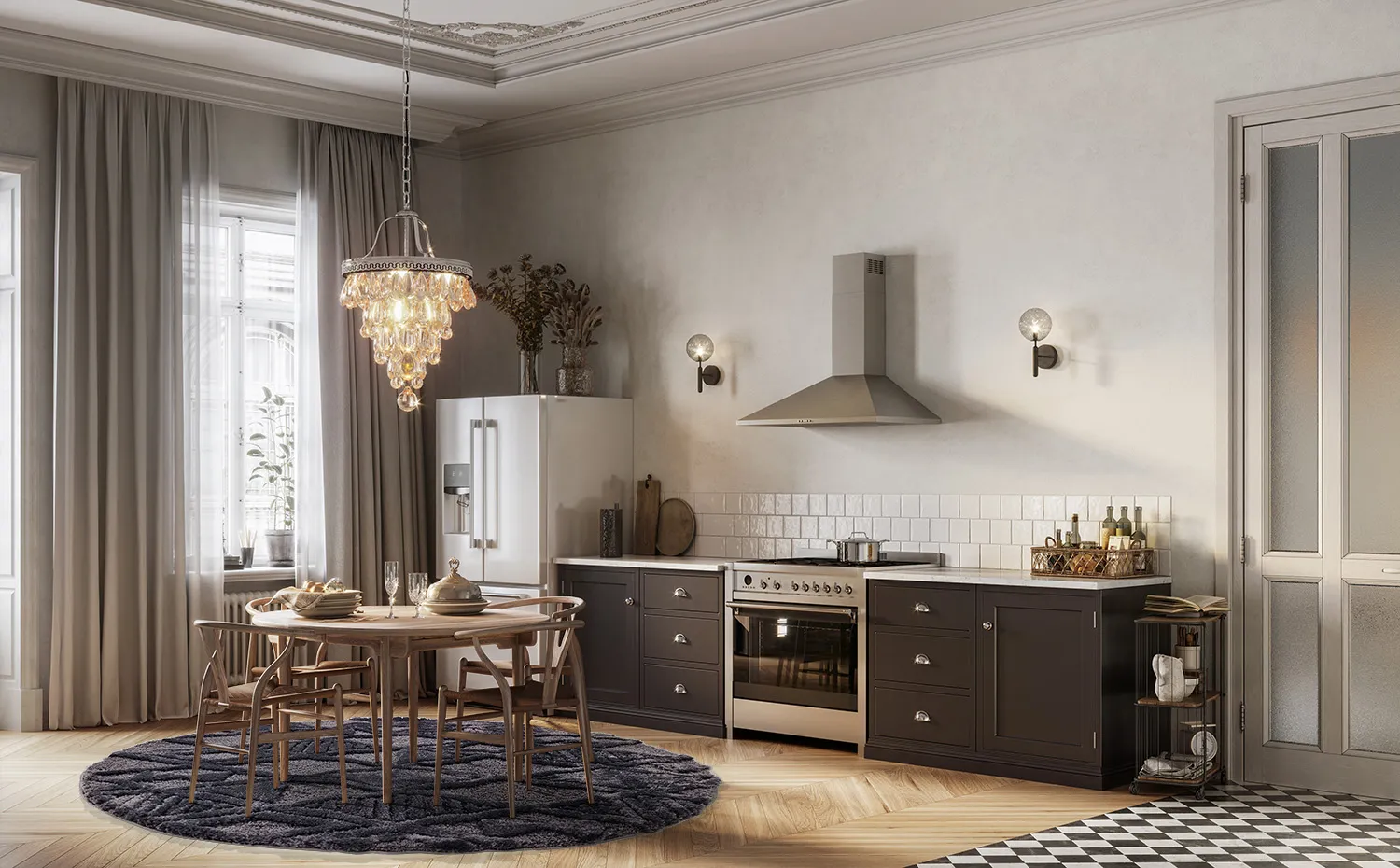 Kruhové koberce - Rostock (čierna)