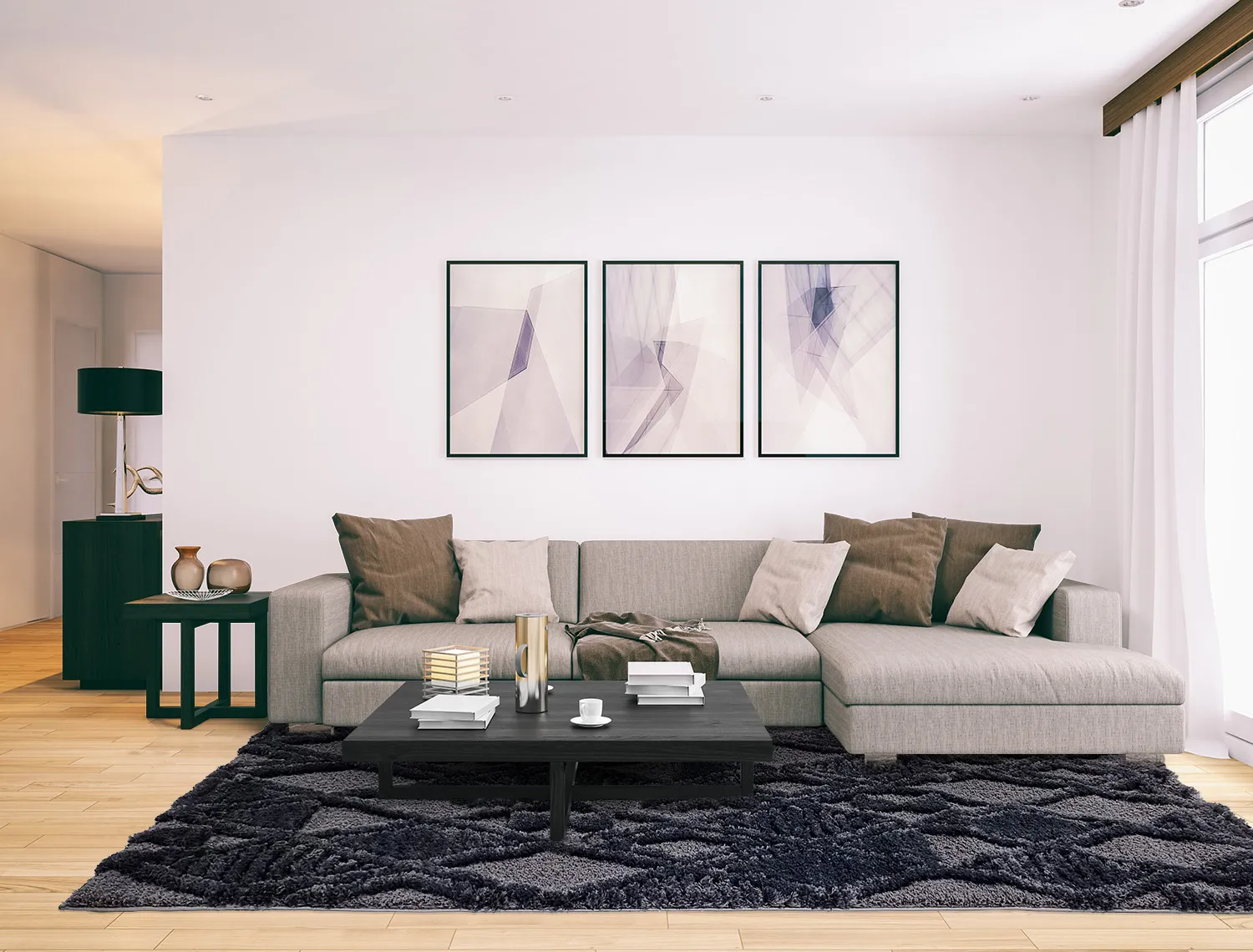 Hladké koberce - Rostock (čierna)