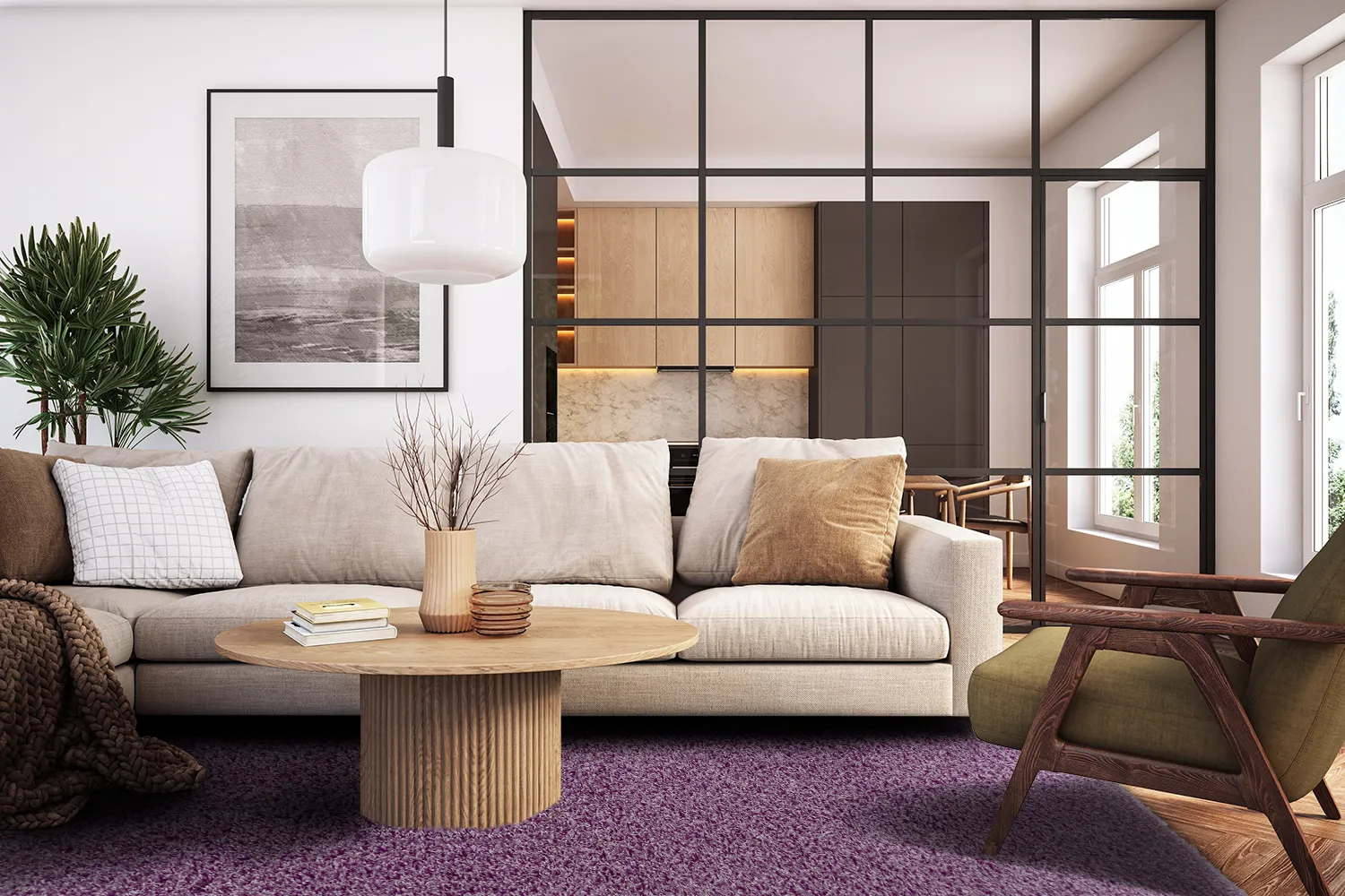 Koberce s dlhým vlasom - Zoe (fialová)