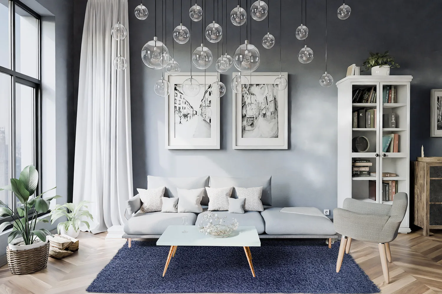 Koberce s dlhým vlasom - Zoe (tmavomodrá)