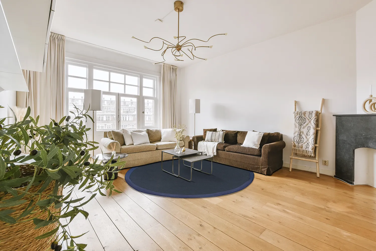 Kruhový koberec (sisal) - Agave (tmavomodrá)