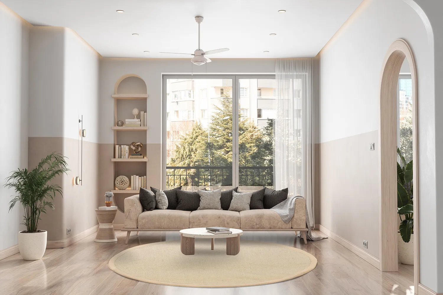 Kruhový koberec (sisal) - Agave (taupe)