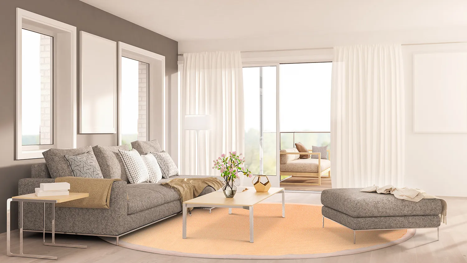 Kruhový koberec (sisal) - Agave (damask)