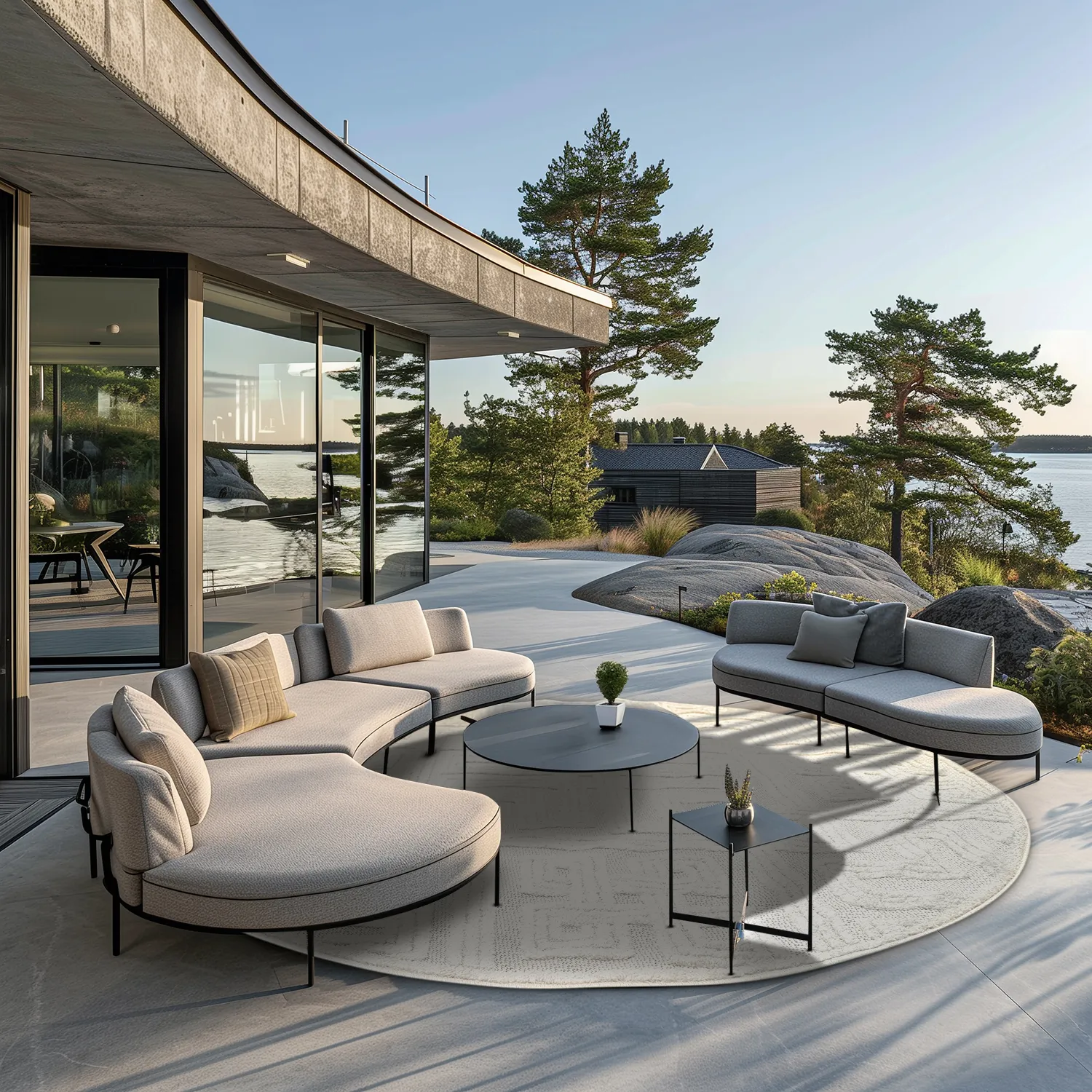 Kruhový koberec - Indoor/Outdoor Shirley (krémový)