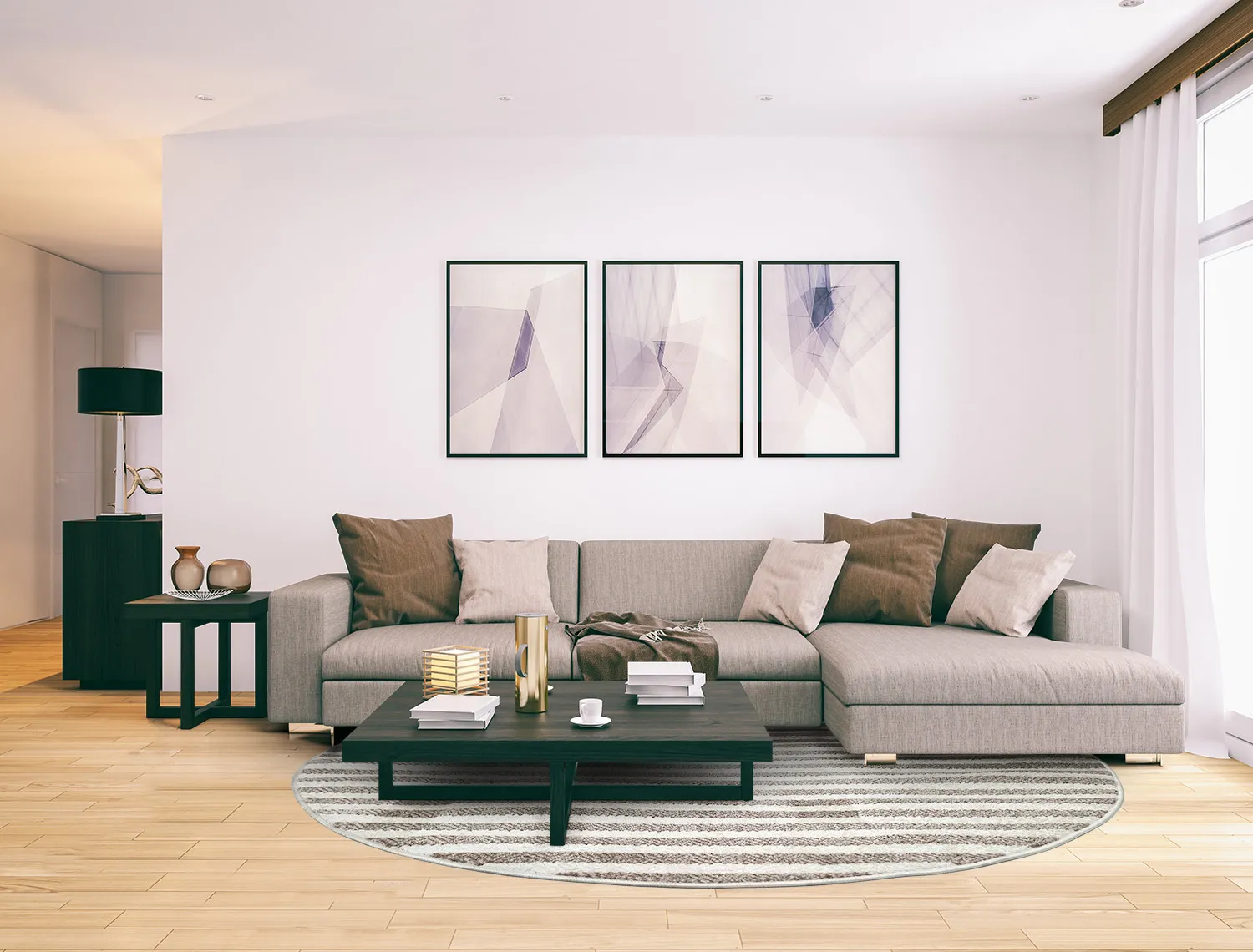 Kruhový koberec - Indoor/Outdoor Baldwin (krémový/bežový)