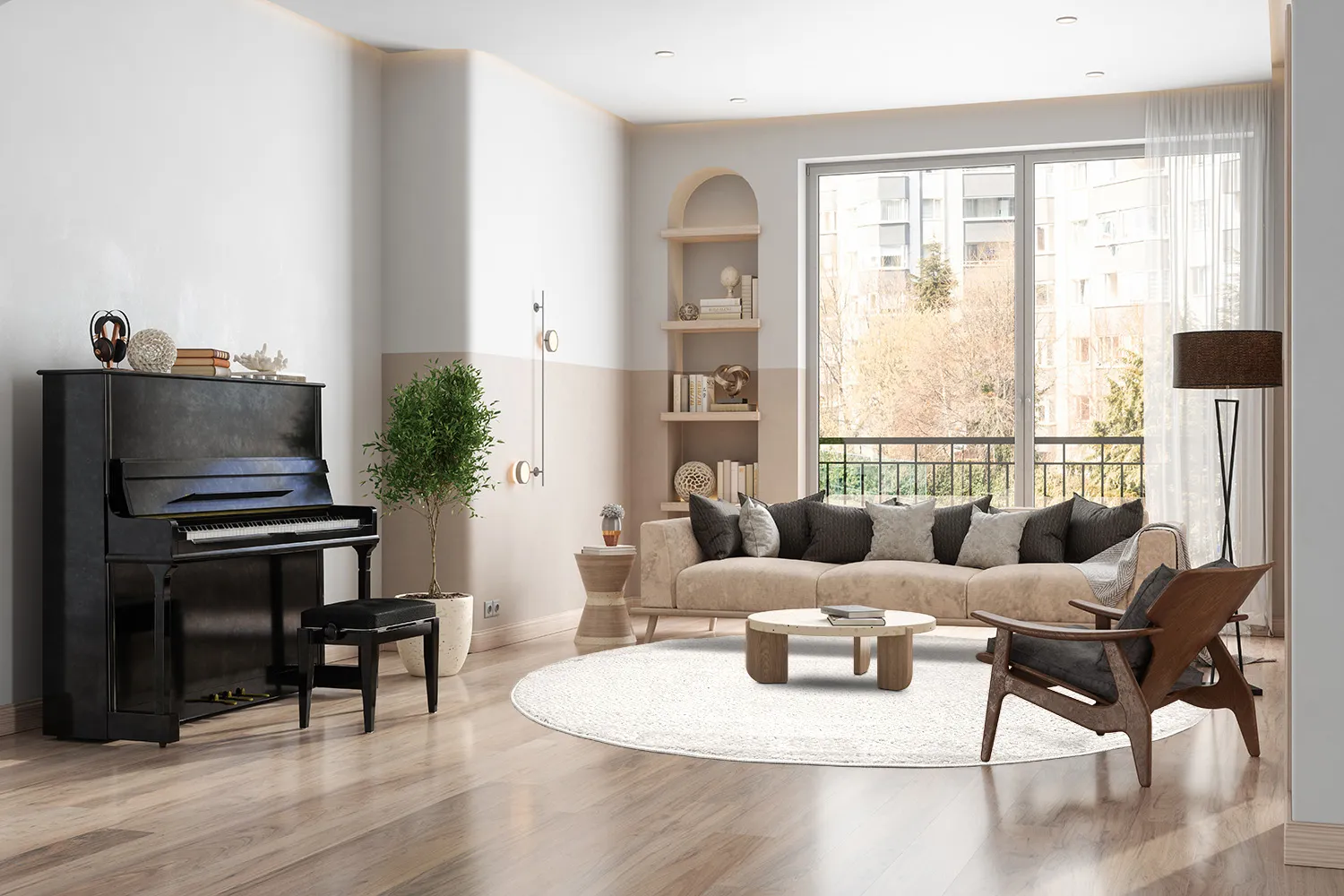 Kruhový koberec - Indoor/Outdoor Baldwin (krémový)