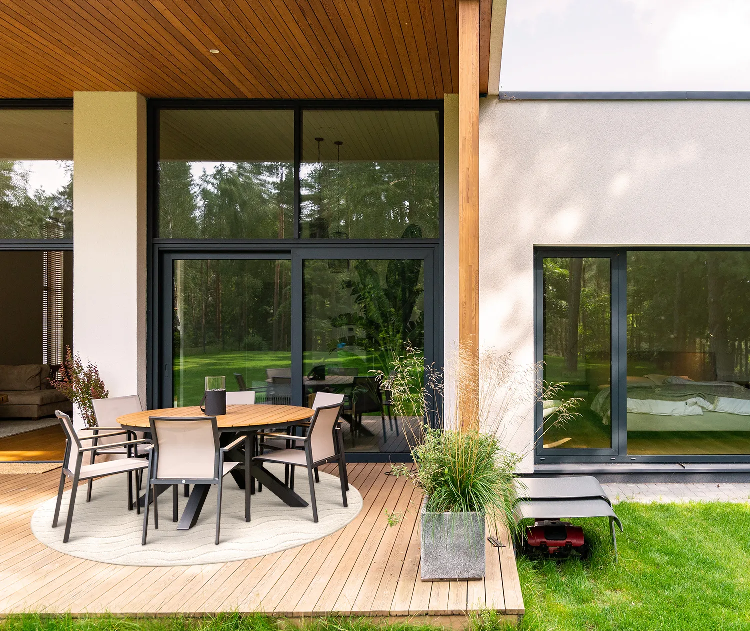 Kruhový koberec - Indoor/Outdoor Baltimore (krémový)