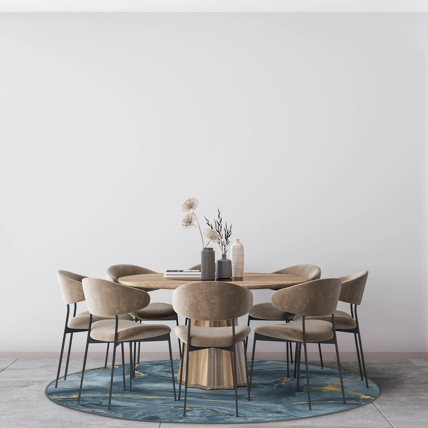 Kruhový koberec - Storm (modro/zlatý)