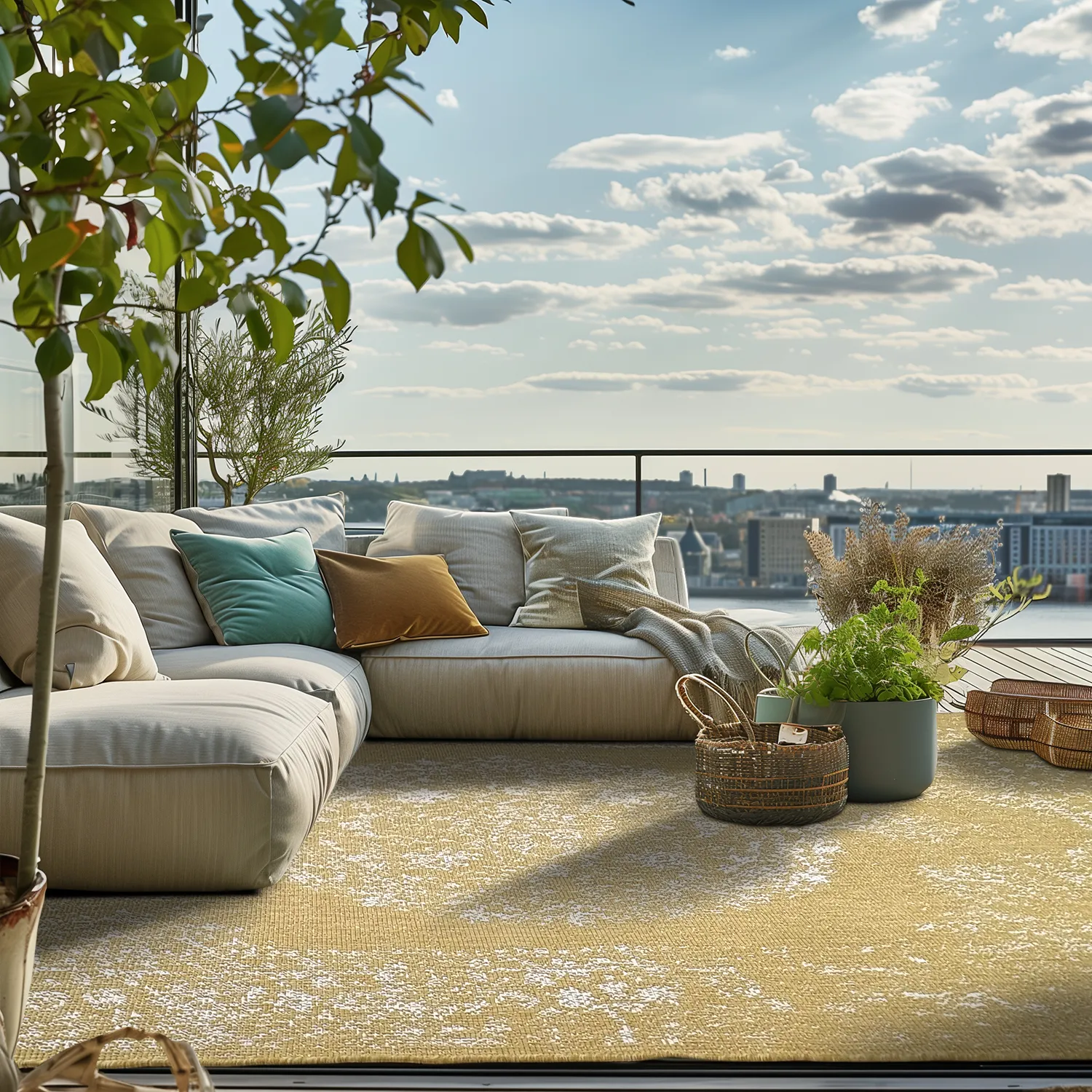 Koberec na interiér a exteriér - Ellstin (žltý)