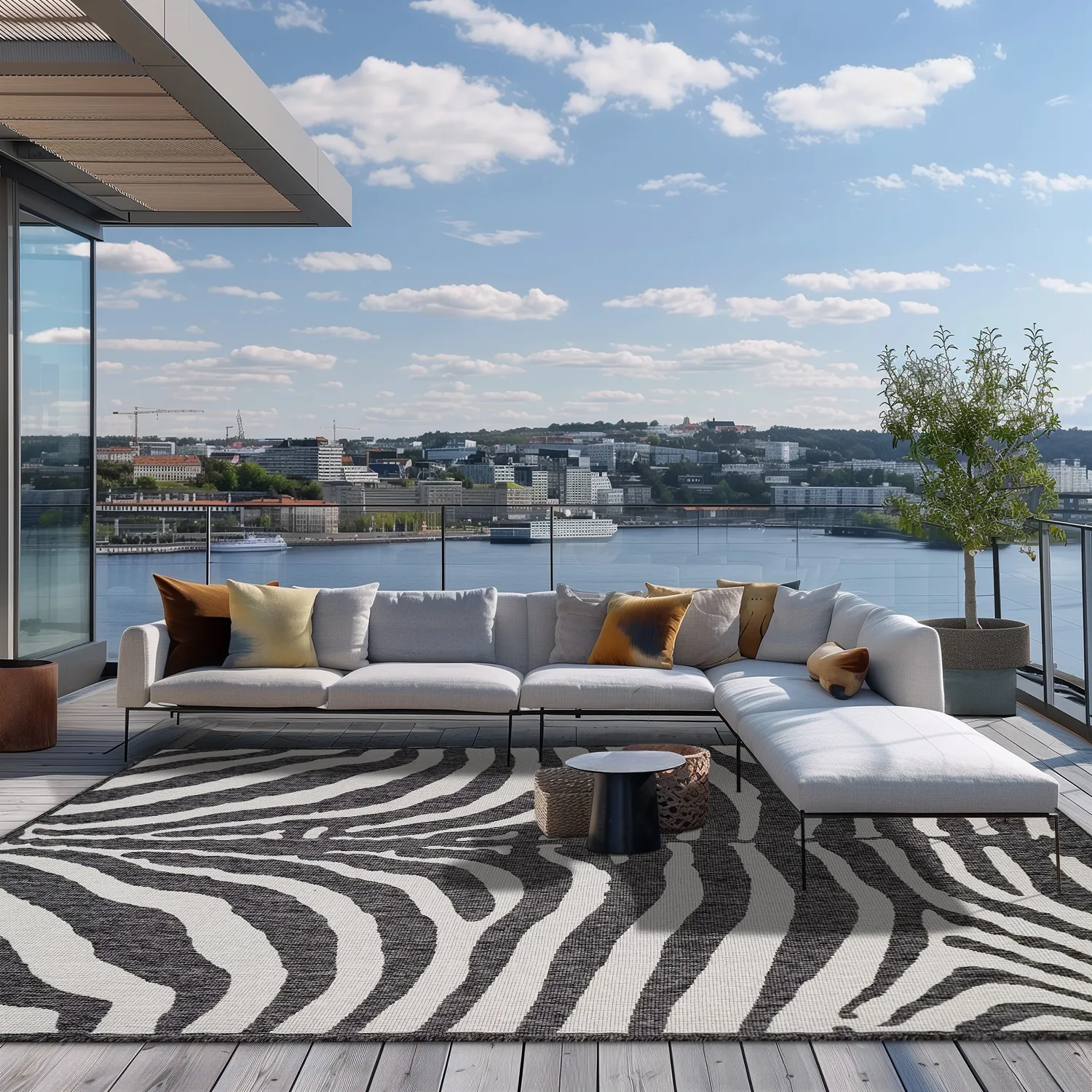 Koberec na vnútorné a vonkajšie použitie - Winona (čierny)