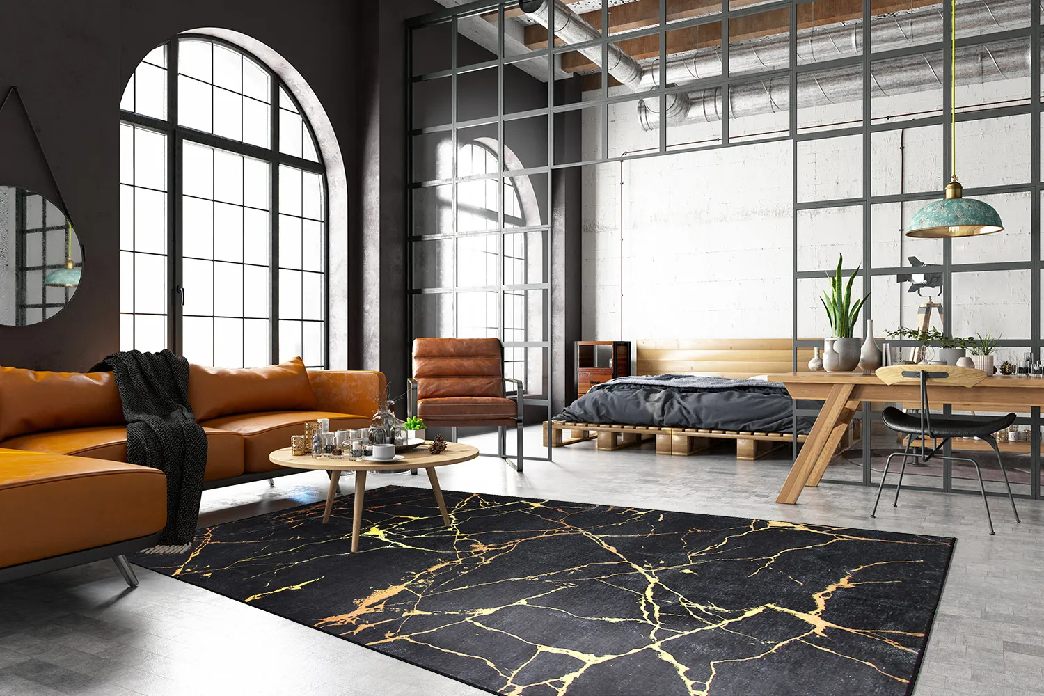 Koberec Wilton - Vieste (čierny/zlatý)