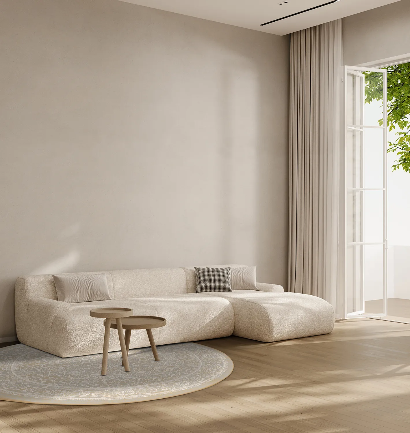 Kruhový koberec - Vivian (béžový)