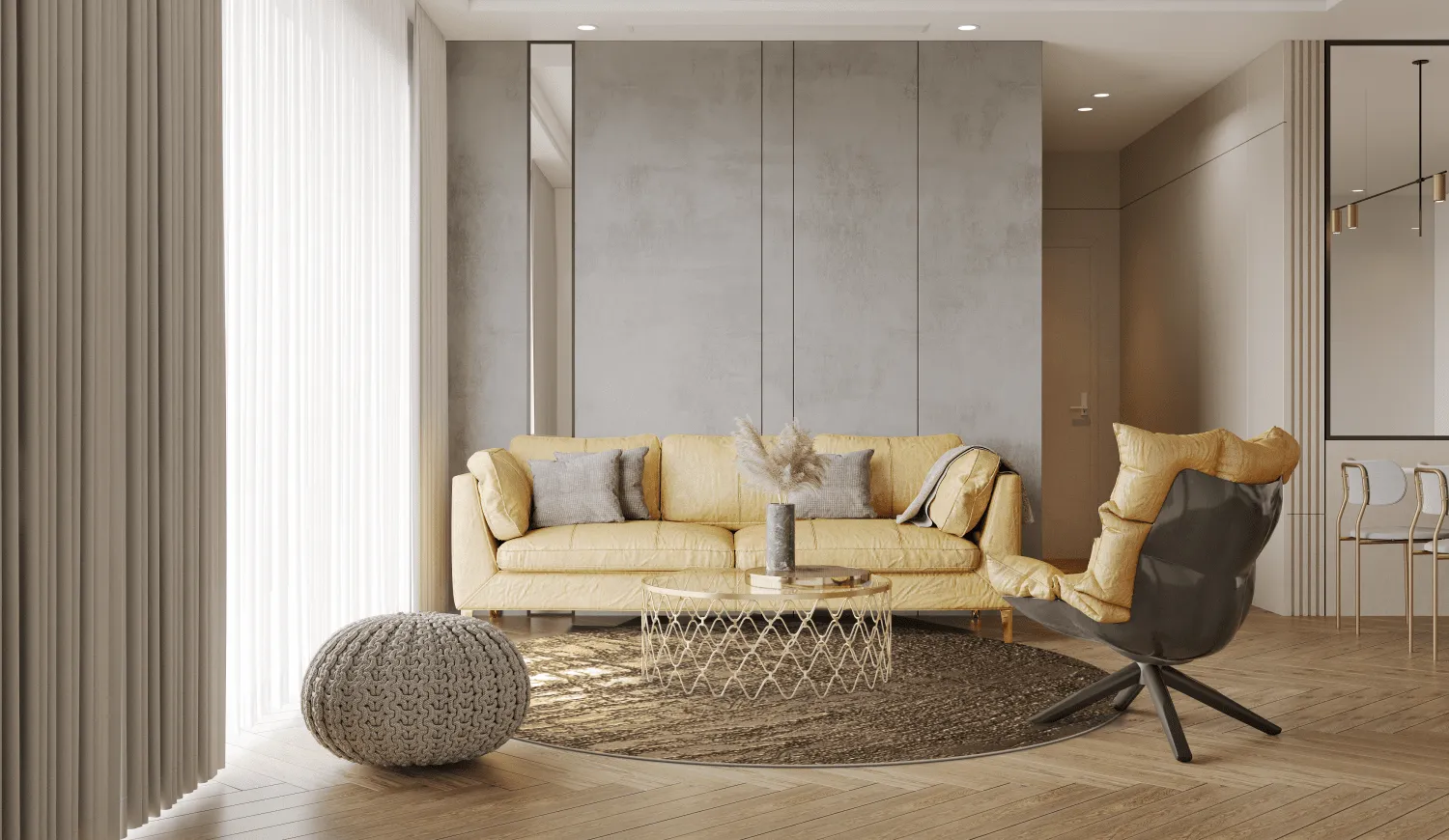 Kruhový koberec - Junes (zlatý)