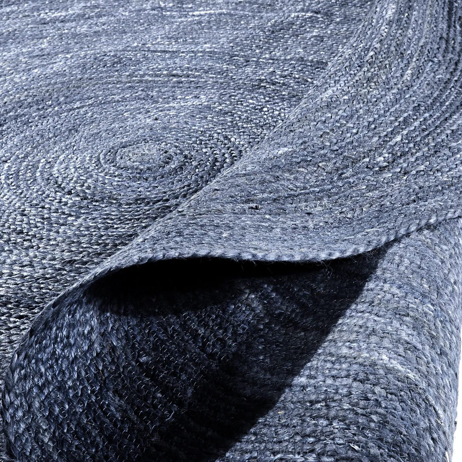 Kruhový jutový koberec - Amasia (modrý)