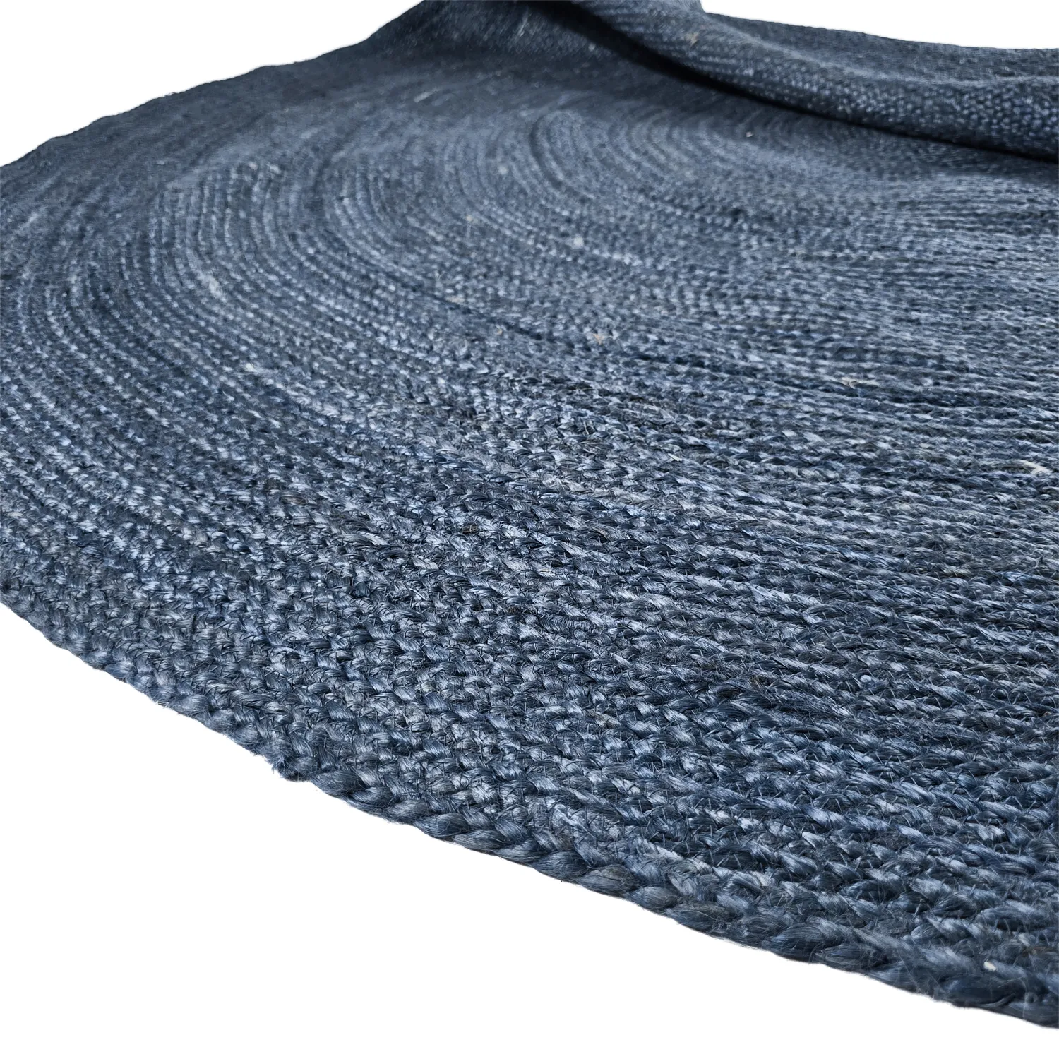 Kruhový jutový koberec - Amasia (modrý)