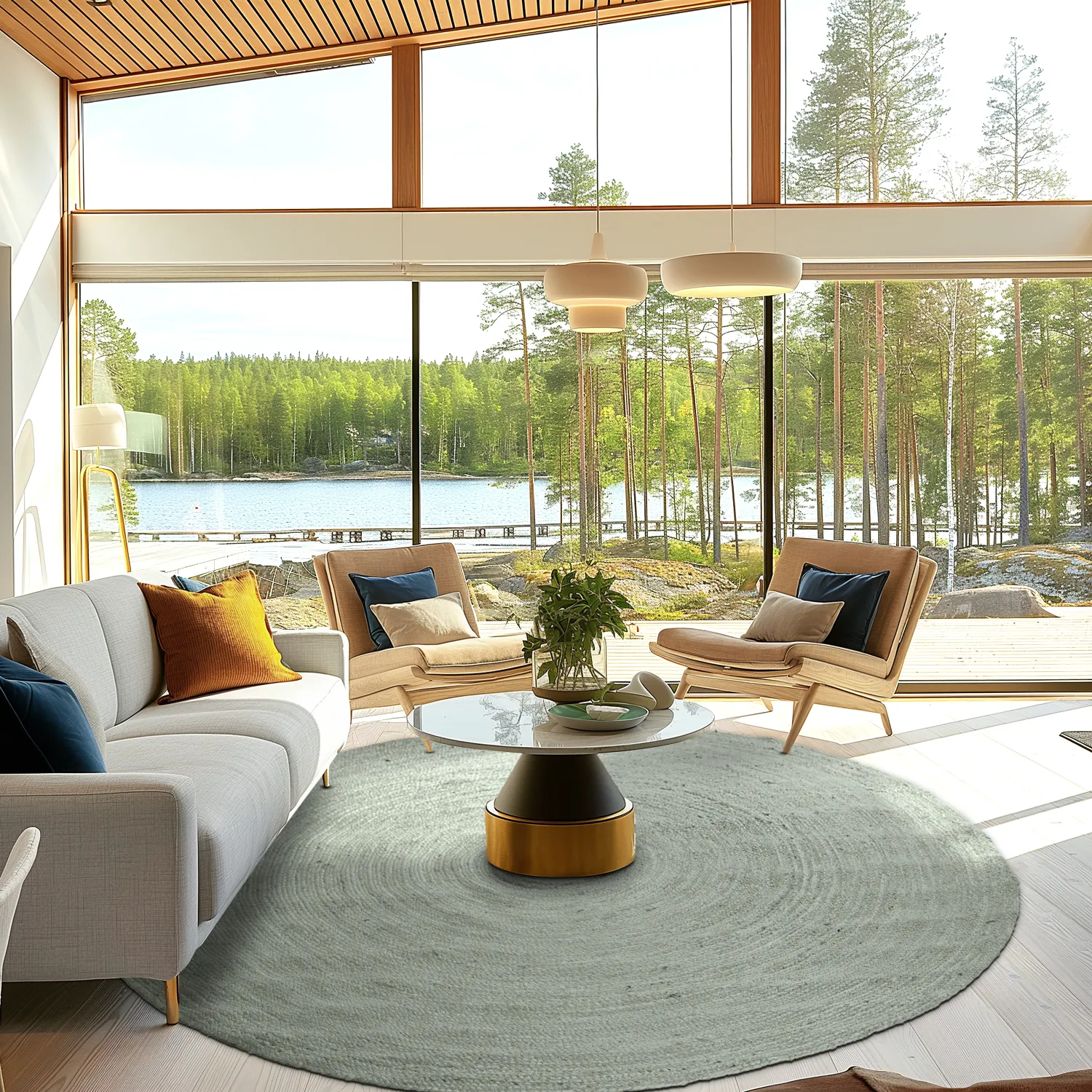 Kruhový jutový koberec - Amasia (šedý)