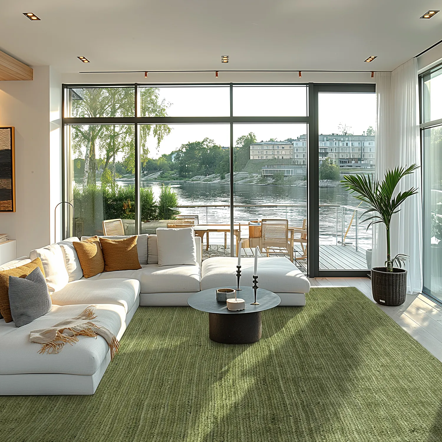 Jutový koberec - Amasia (vojenská zelená)