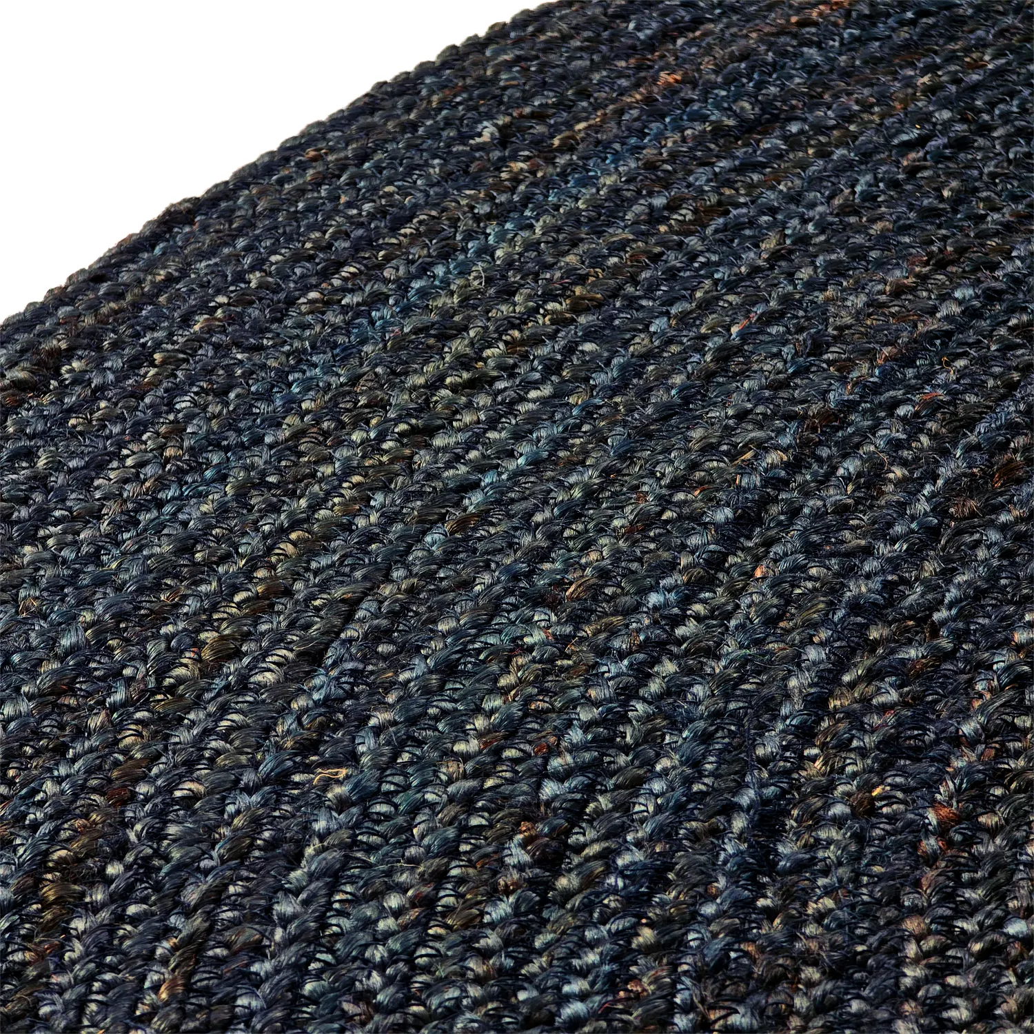 Kruhový jutový koberec - Amasia (tmavomodrý)