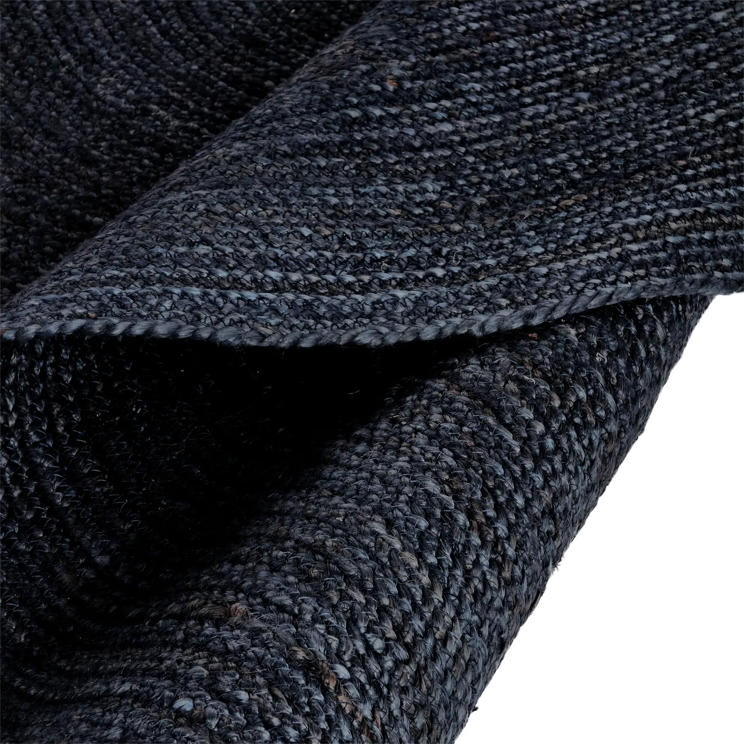 Kruhový jutový koberec - Amasia (tmavomodrý)