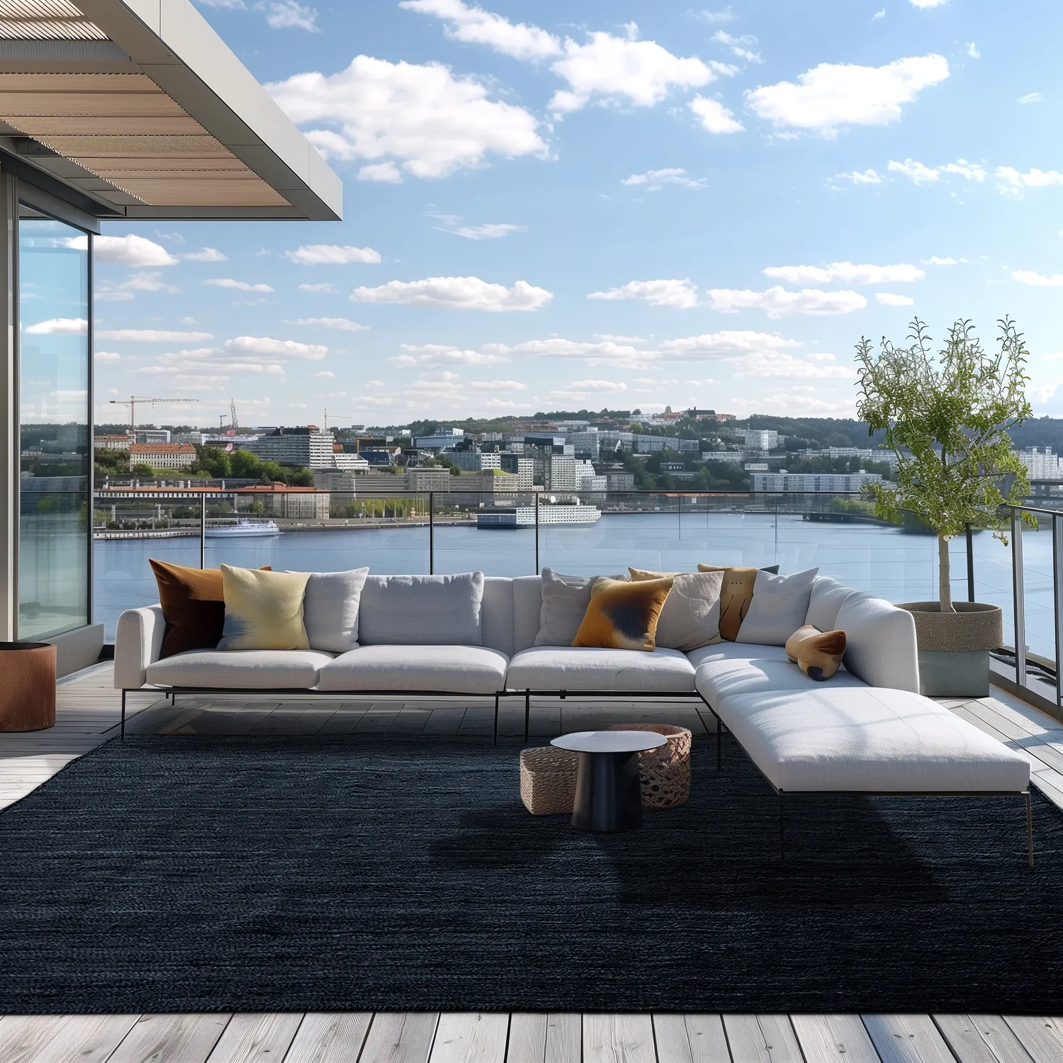 Jutový koberec - Amasia (tmavomodrá)