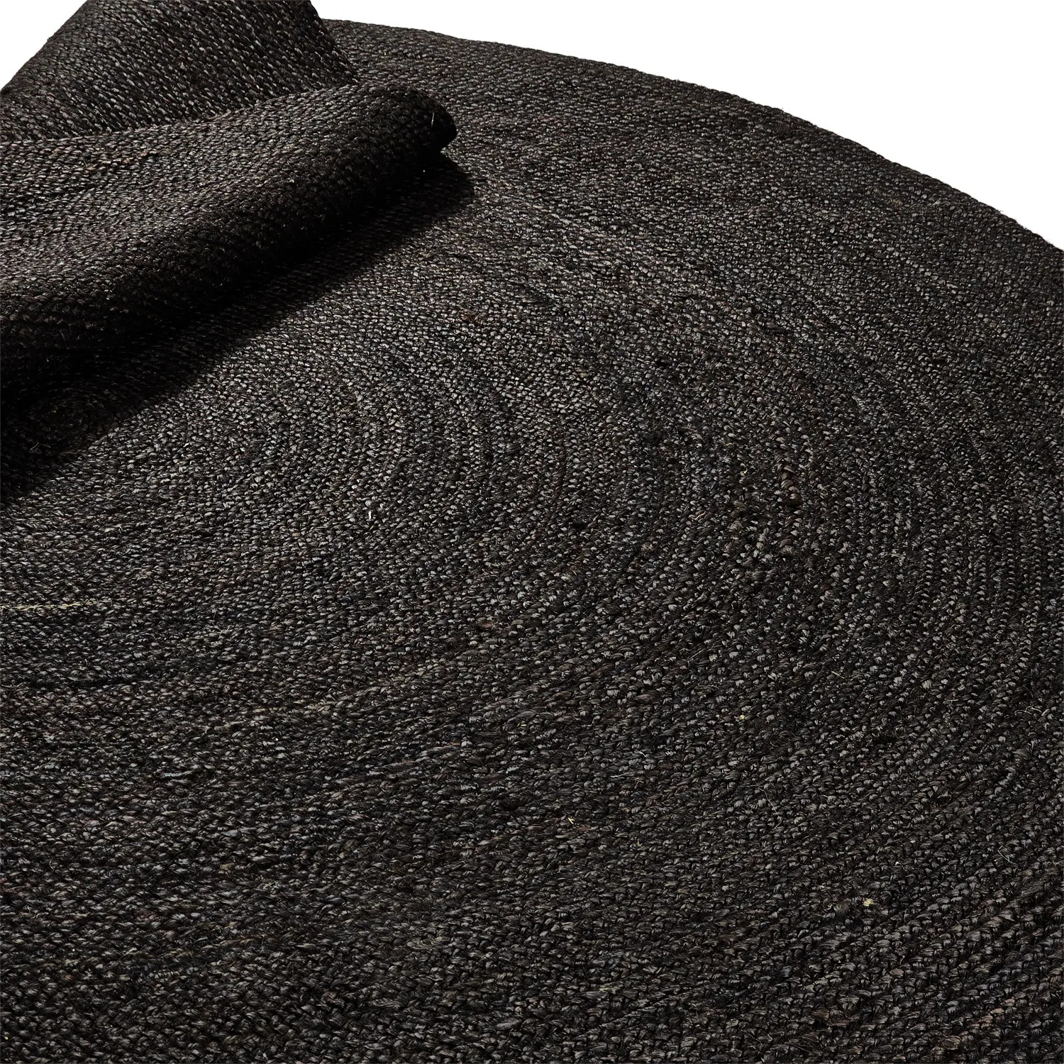 Kruhový jutový koberec - Amasia (čierny)