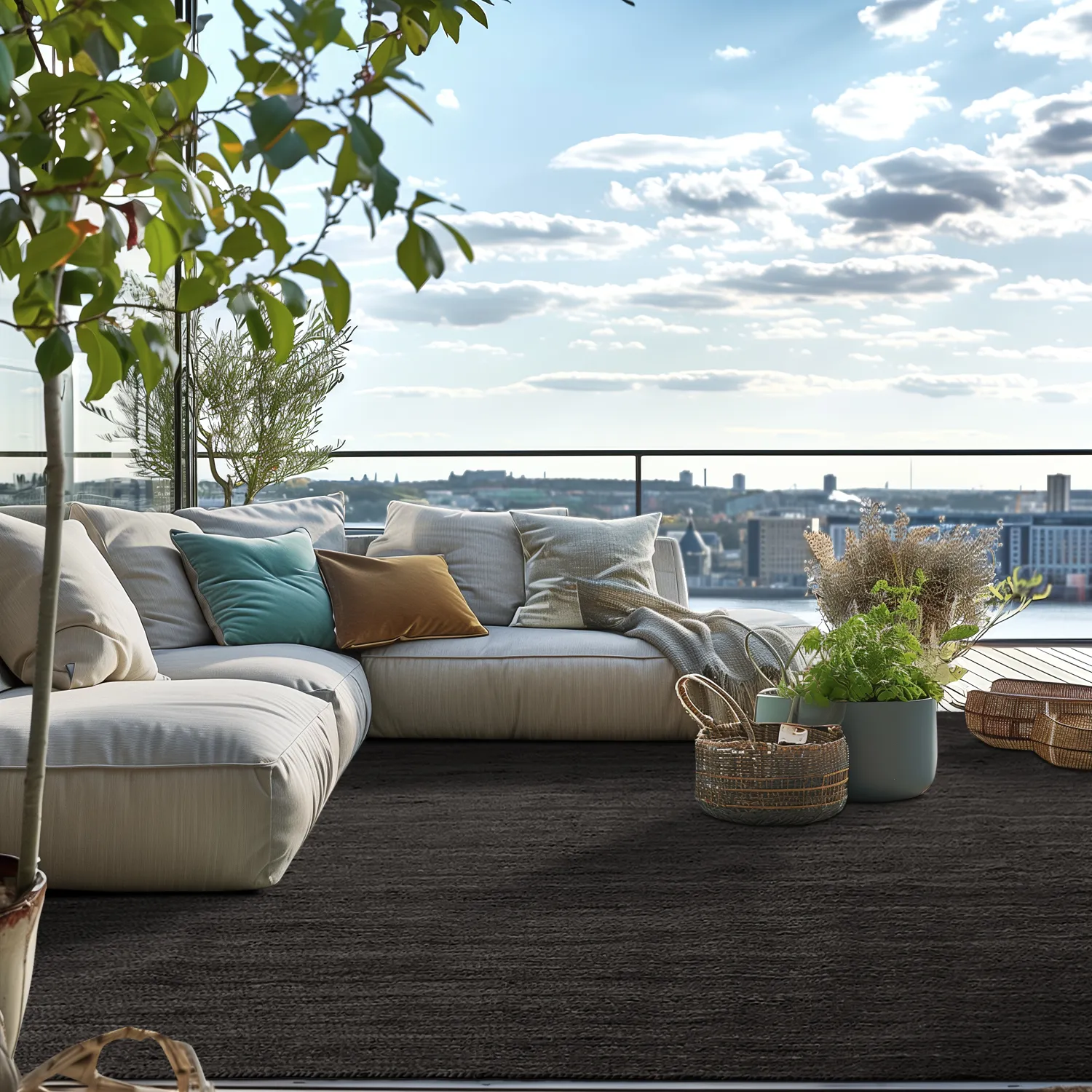 Jutový koberec - Amasia (čierny)