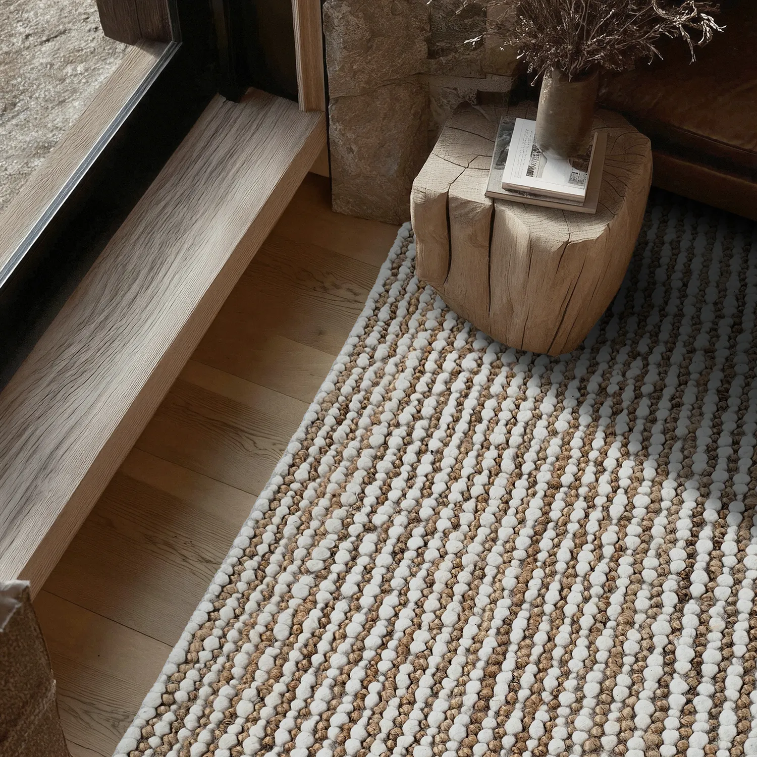 Jutematta - Bally Jute/wool Bubble (natur/vit)
