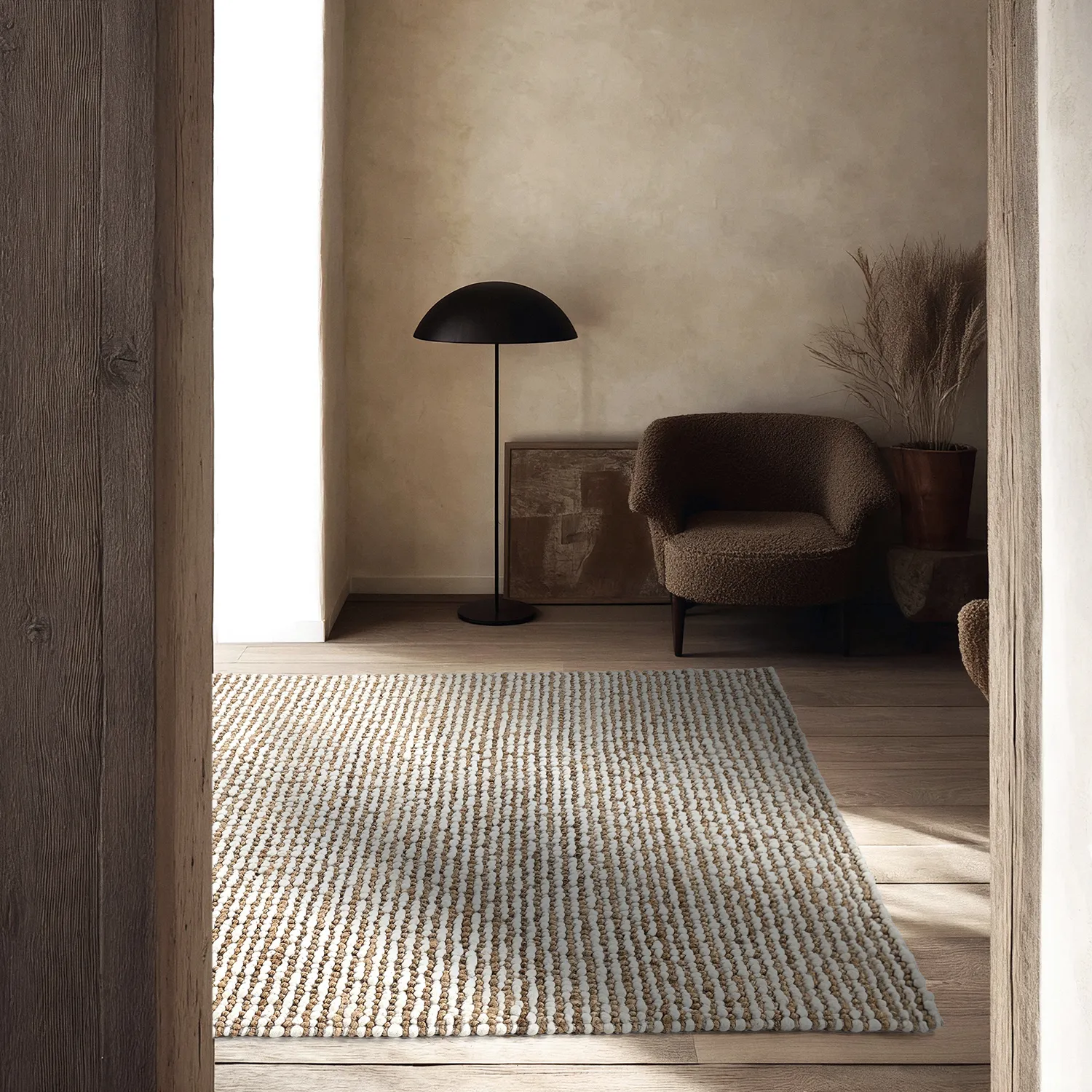 Jutematta - Bally Jute/wool Bubble (natur/vit)