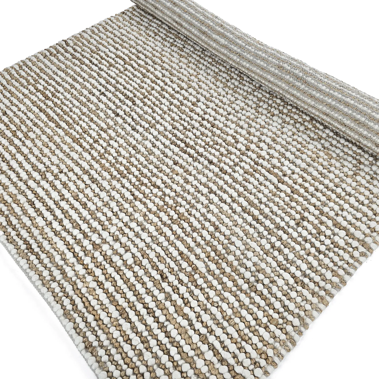 Jutematta - Bally Jute/wool Bubble (natur/vit)