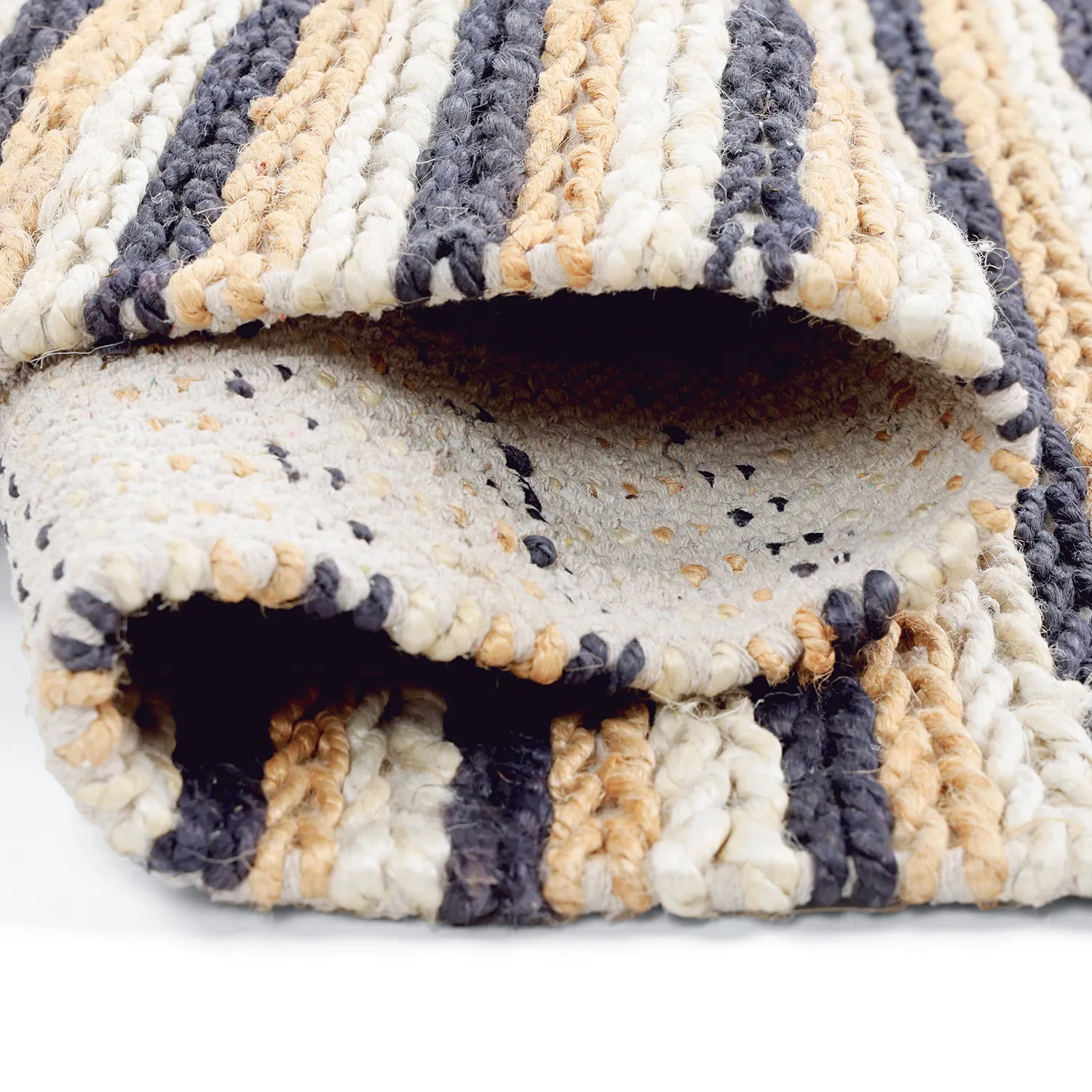 Jutematta - Howrah Braided Jute (natur/vit/svart)