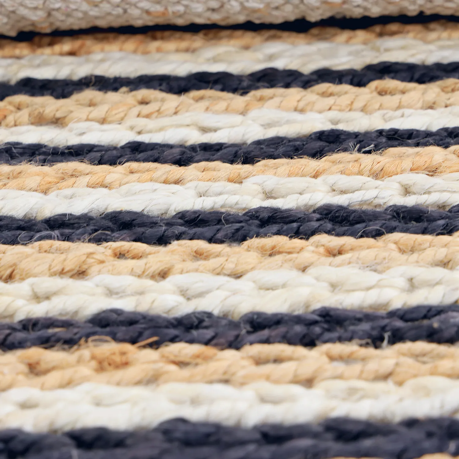 Jutematta - Howrah Braided Jute (natur/vit/svart)