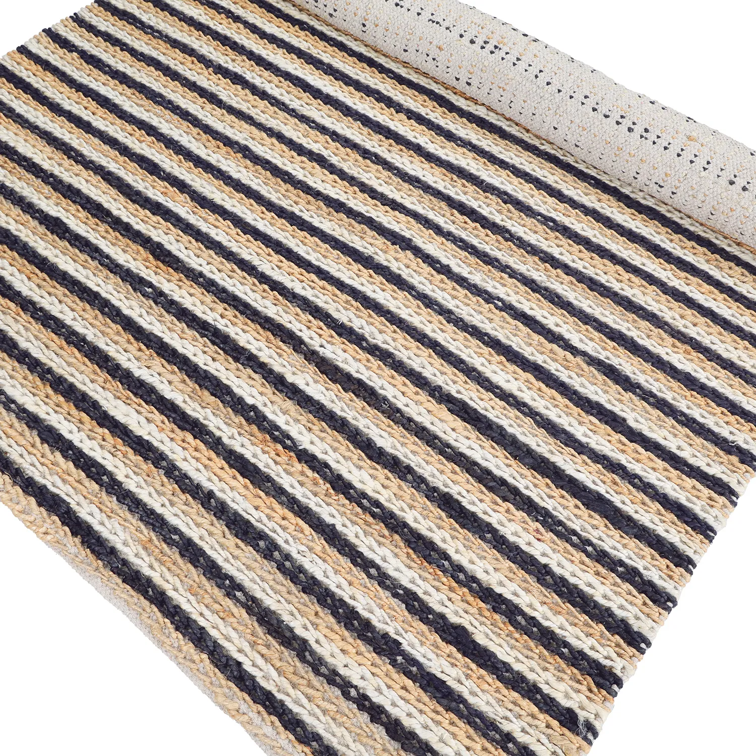 Jutematta - Howrah Braided Jute (natur/vit/svart)