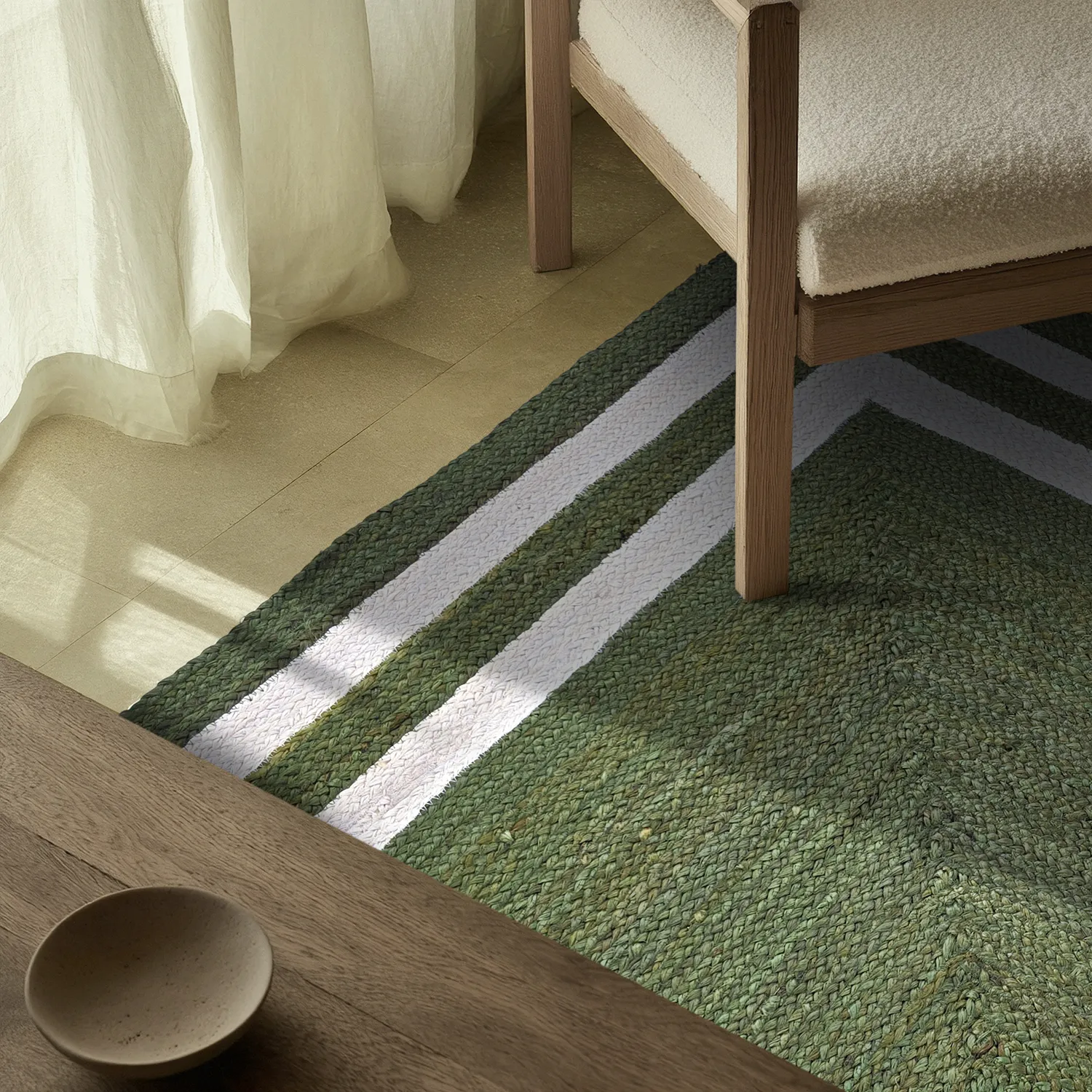 Jutematta - Jessore (militärgrön/vit)